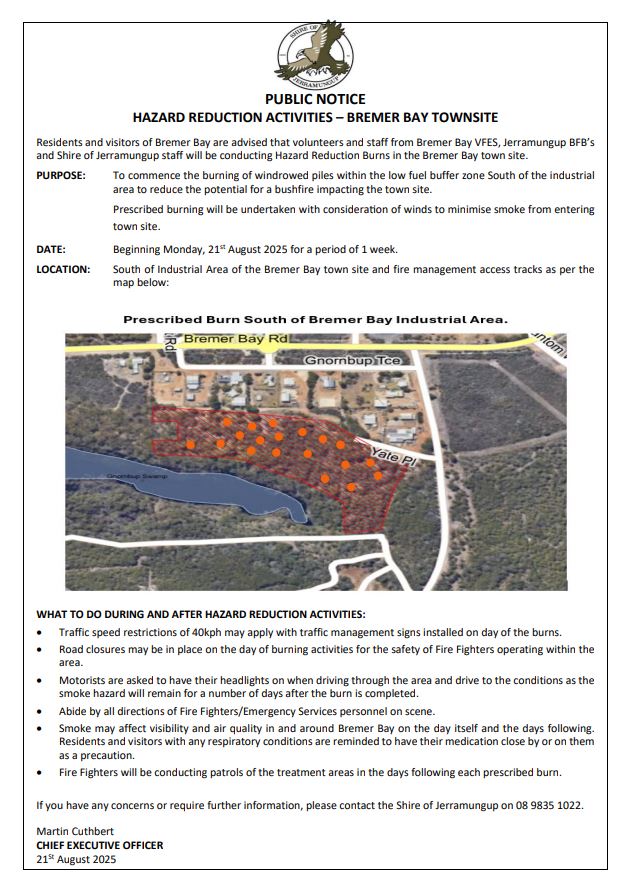 Hazard Reduction Activities - Bremer Bay Townsite