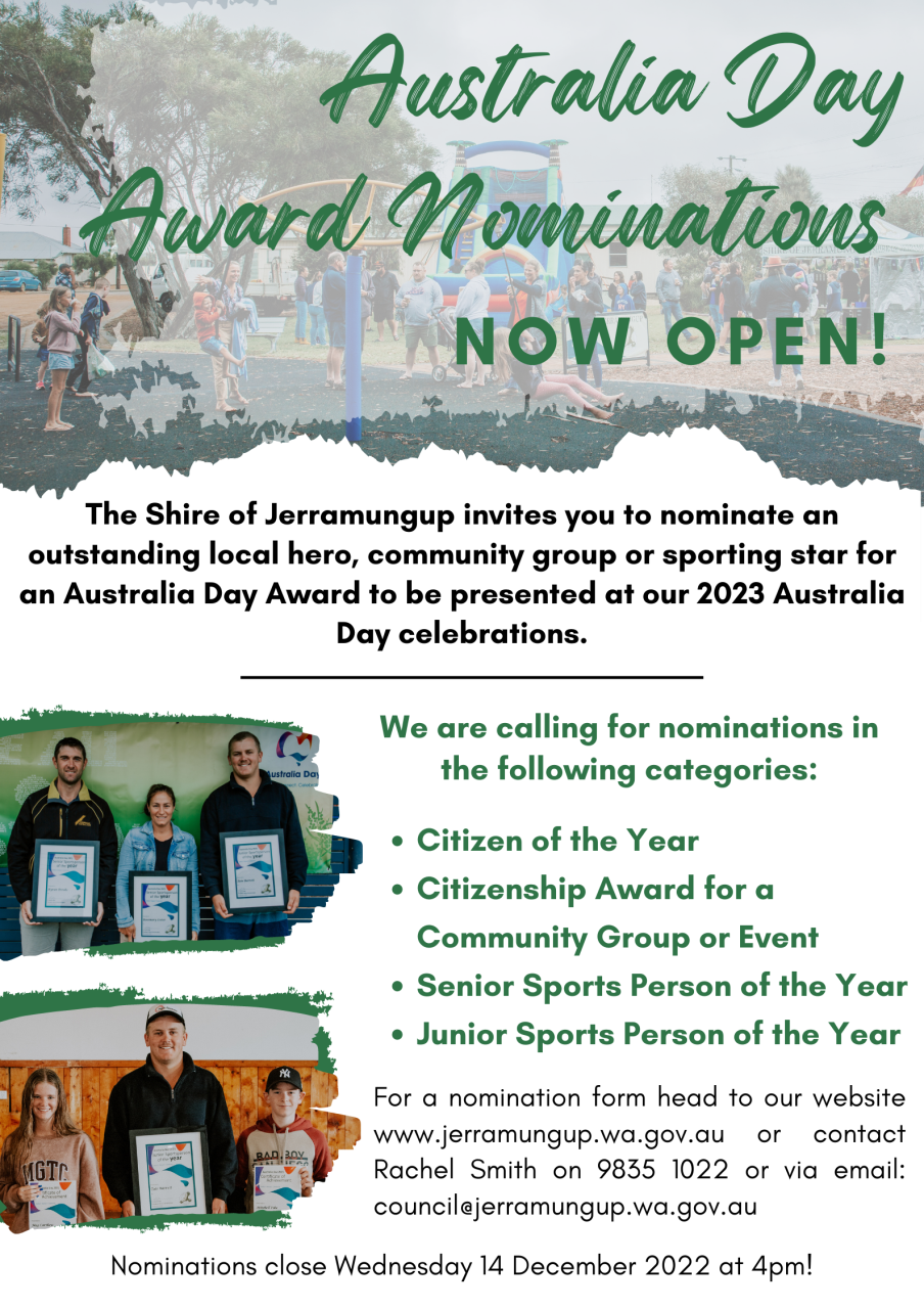 Australia Day Award Nominations now open!